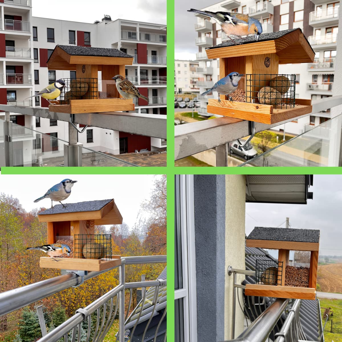 Mangeoire pour Oiseaux pour Balcon résistante aux intempéries Faite à la Main avec Support de Balcon, Taille de 30 à 60 mm À Suspendre Décoration Imperméable
