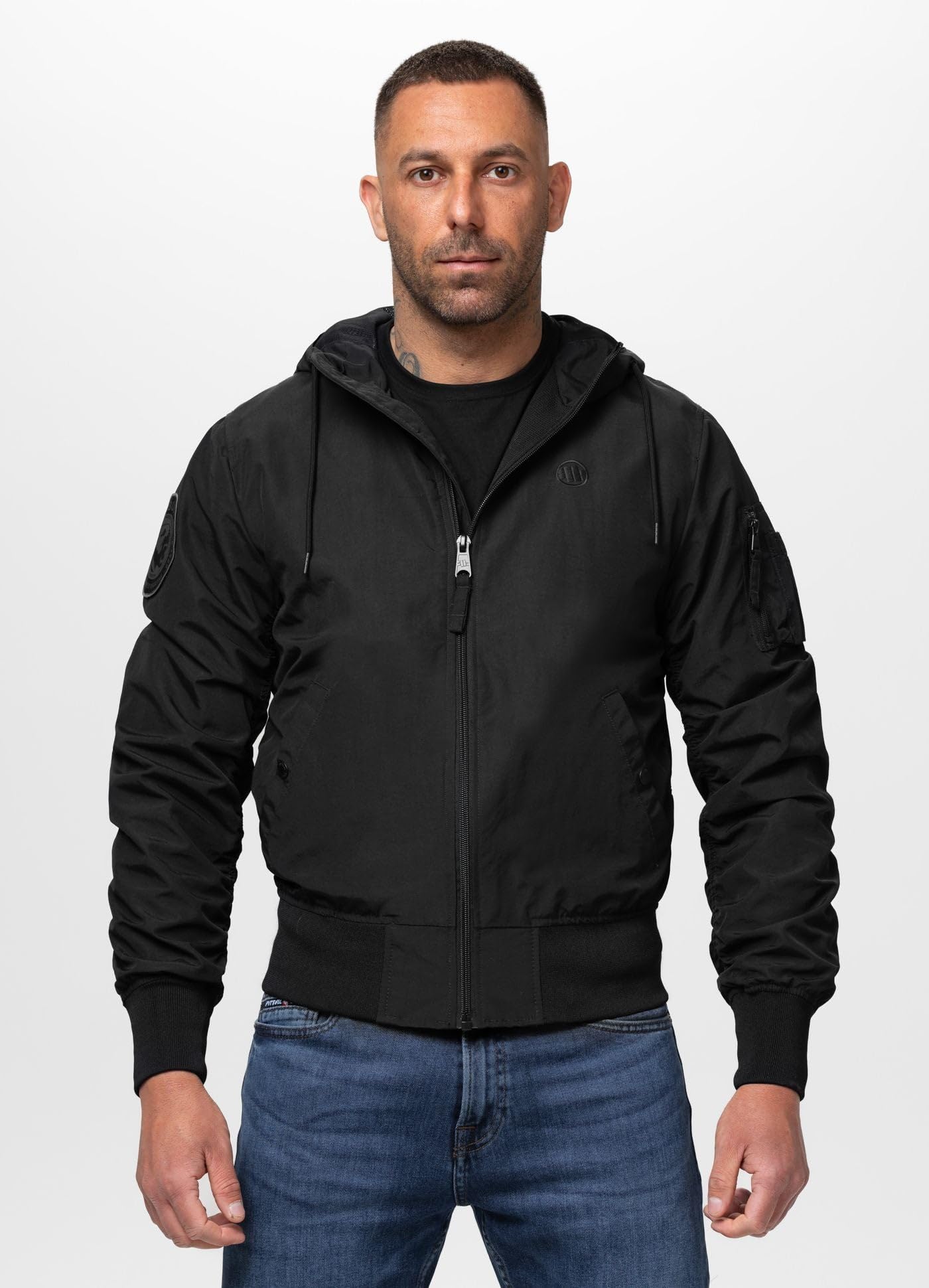 PITBULL - Bomberjacke Herren HOOPER, Übergangsjacke Nylon, Jacke Herren Urban Streetwear, Jacken mit Seitentaschen, Sportliche Jacket, Leicht Windjacke