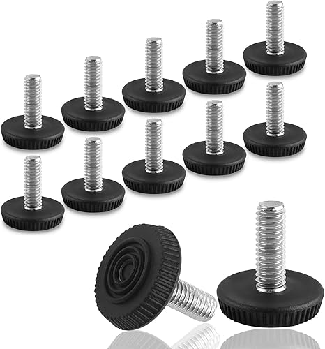 COIDEA Niveladores de patas de muebles de rosca M6, 12 patas ajustables para muebles roscadas, patas niveladoras atornilladas para muebles,