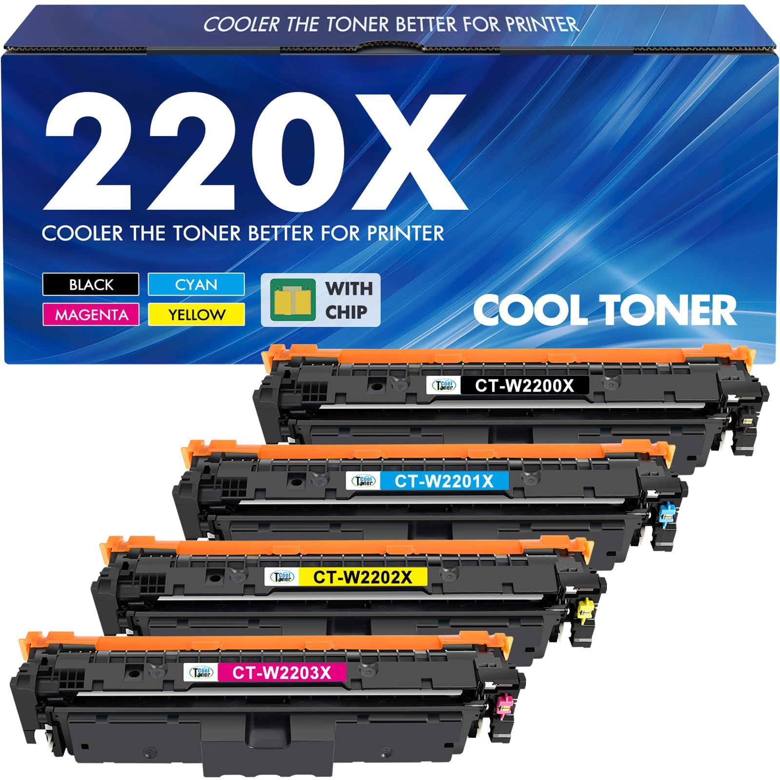 220X 220A MFP 4302dw 4302fdw Toner for HP 220X Toner (Pack of 4, with Chip) | Compatible with Color LaserJet Pro MFP 4202dw 4302dw 4202dn 4302fdn (W2200X W2201X W2202X W2203X, Black Cyan Yellow Magenta)-image-25