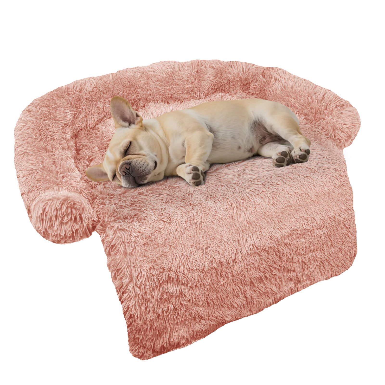 GGIB Calming Dog Bed Fluffy Plush Dog Mat for Furniture Protector with Removable Washable Cover for Large Medium Small Dogs and Cats (Small(35x31x5),