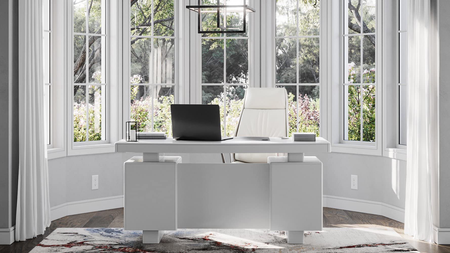 ZURI Modern Monroe Desk - Fixed Height - White