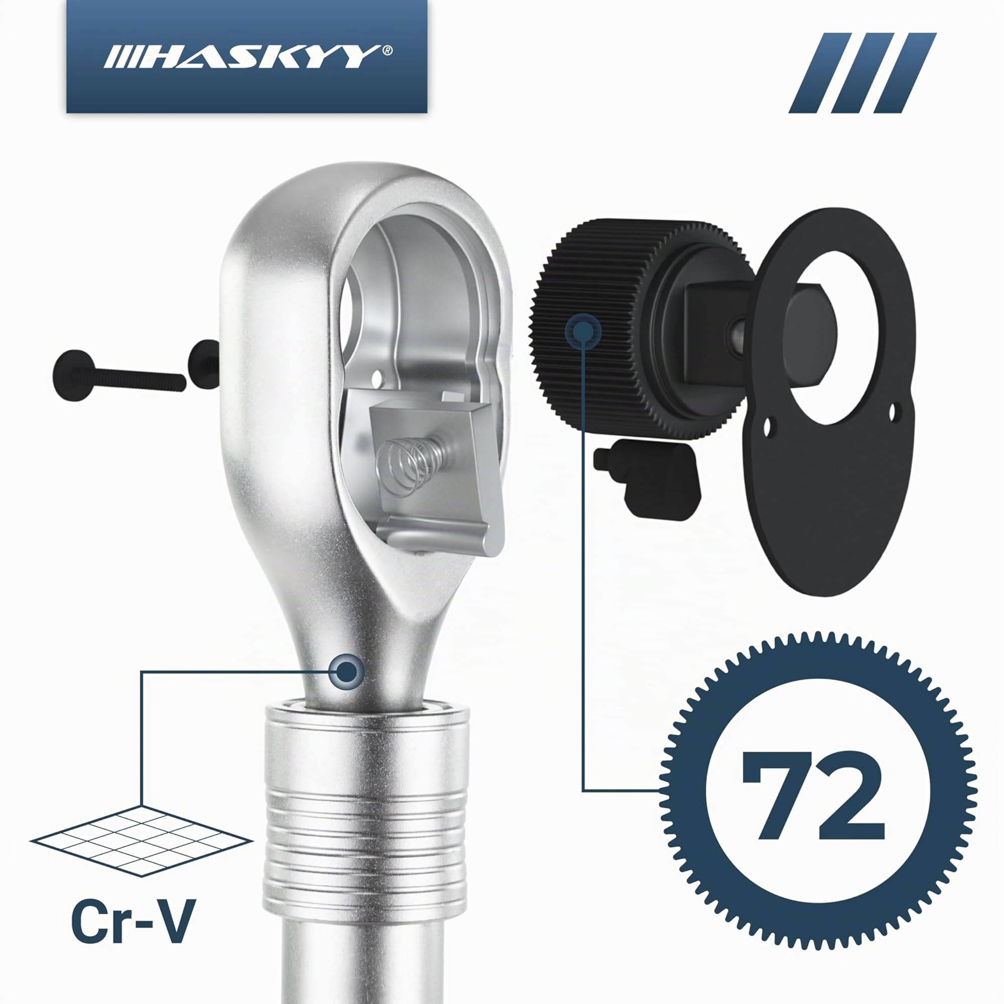 HASKYY Chiave a cricchetto telescopica a cricchetto 1/2", cricchetto reversibile, 61-75 cm, allungabile (1/2", 610-750 mm