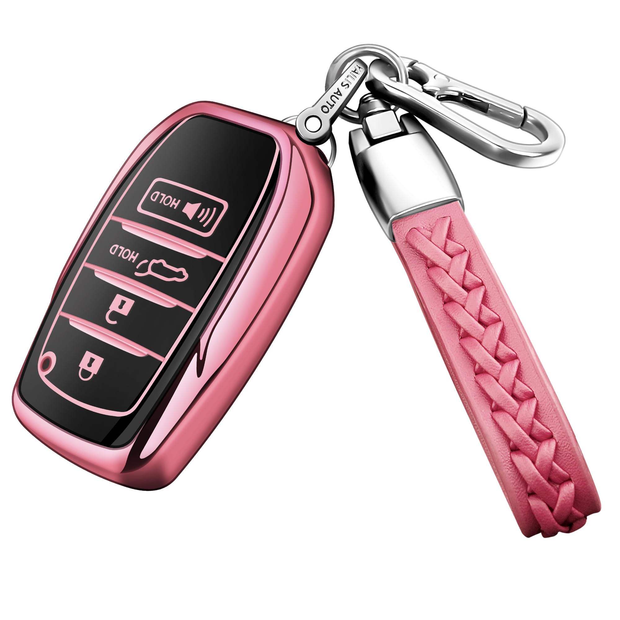 Autophone for Toyota Key Fob Cover with Leather Keychain Soft Case for 2025 Camry,4Runner 2021-2025 Venza,Rav4 Prime,Land Cruiser,2023-2025 Grand