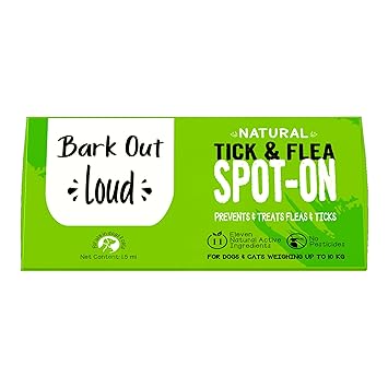Bark Out Loud, Vivaldis-Natural Spot On - Preventive Treatment Against Fleas&Ticks. Enriched with 11 Essential Oils. Ensures Healthy Coat for Dogs & Cats. 1.5 ml- for Dogs Weight upto10kg