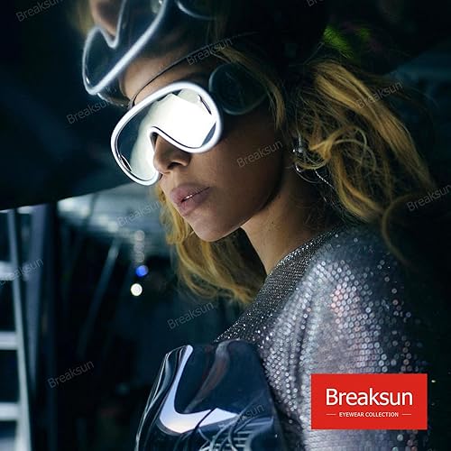 Miniatura 3 de Gafas de sol de moda con máscara ondulada para mujeres y hombres, de gran tamaño, color plateado, con escudo futurista, estilo de diseñador