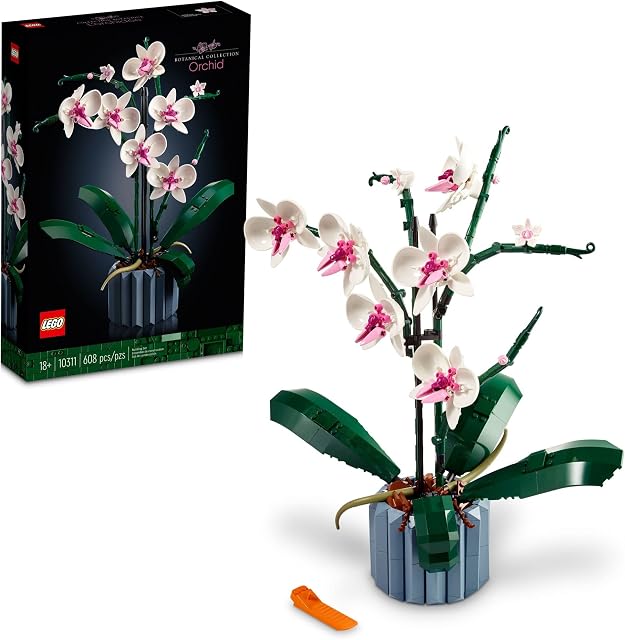 LEGO Botanicals Orchid - Ensemble de fleurs artificielles pour la maison, cuisine, décoration de bureau, adultes 18+ - Cadeau de graduation - 10311