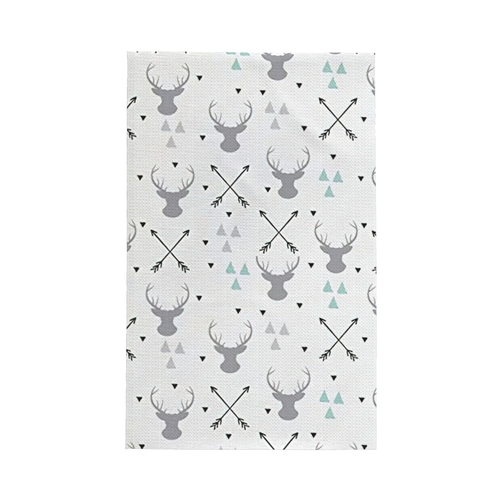 CKGODGF Hunting Arrows Triangles Deer. Print Absorbent Waffle Dishcloths,Kitchen Towels With Hanging Loops,Tea Towels.