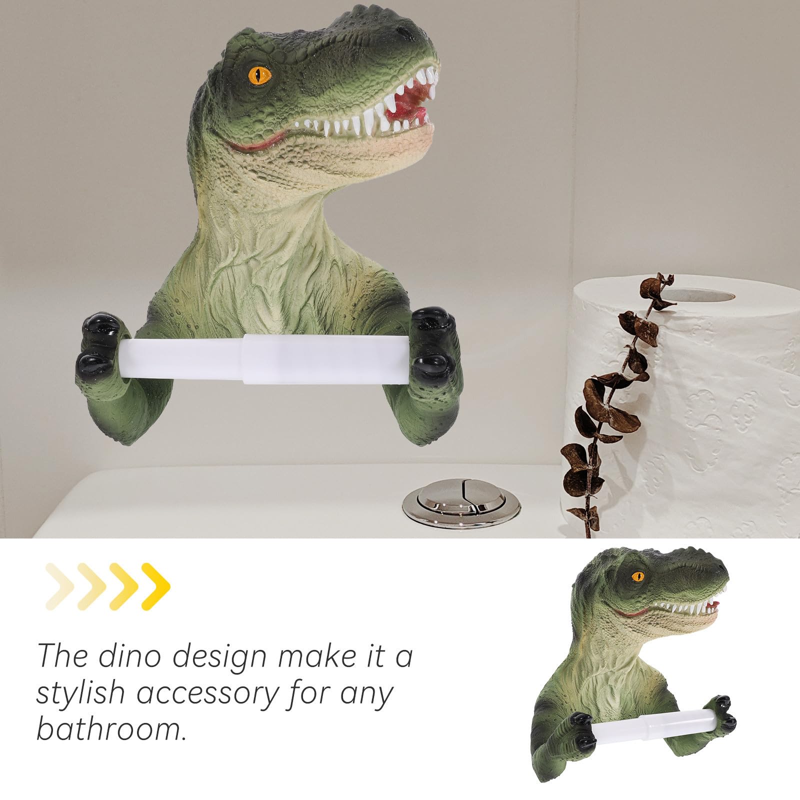 Dinosaurier Toilettenpapierhalter aus Kunstharz, Rostfrei, ohne Bohren