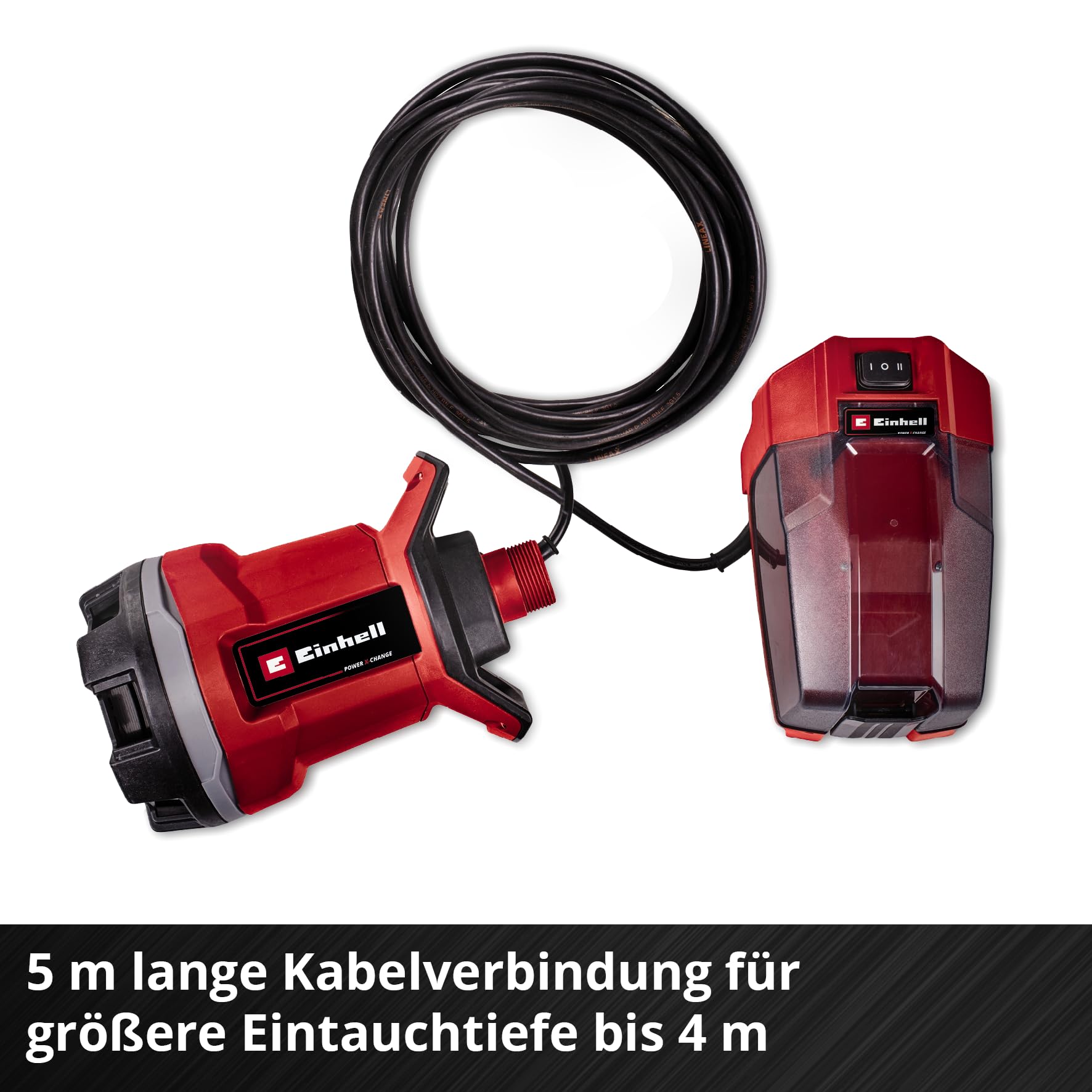 Einhell Akku-Schmutzwasserpumpe GE-DP 18/25 Li-Solo Power X-Change (18 V, 7.500 L/h Fördermenge, 5 m Förderhöhe, ECO- und BOOST-Modus, ohne Akku)