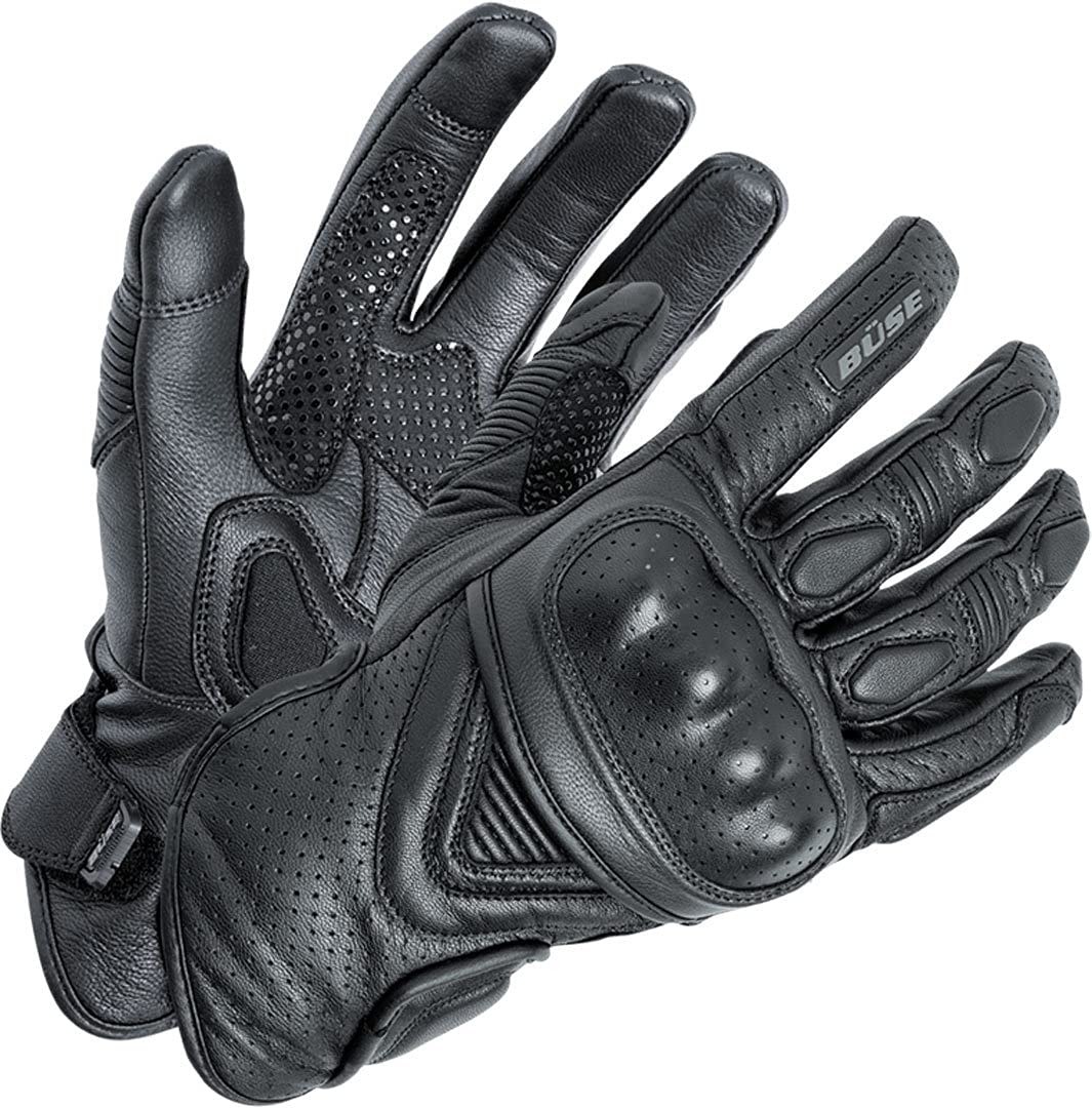Büse Cafe Racer perforierte Motorrad Handschuhe, schwarz, 9 (L)