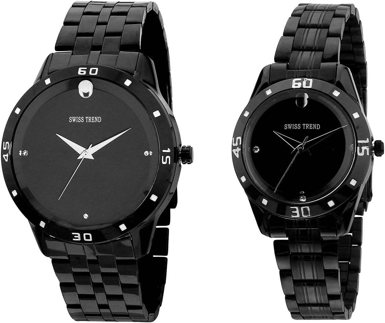 Swiss TrendCasual Wrist Watch Analogue Unisex Watch(Black Dial Black Colored Strap)-STCouple10