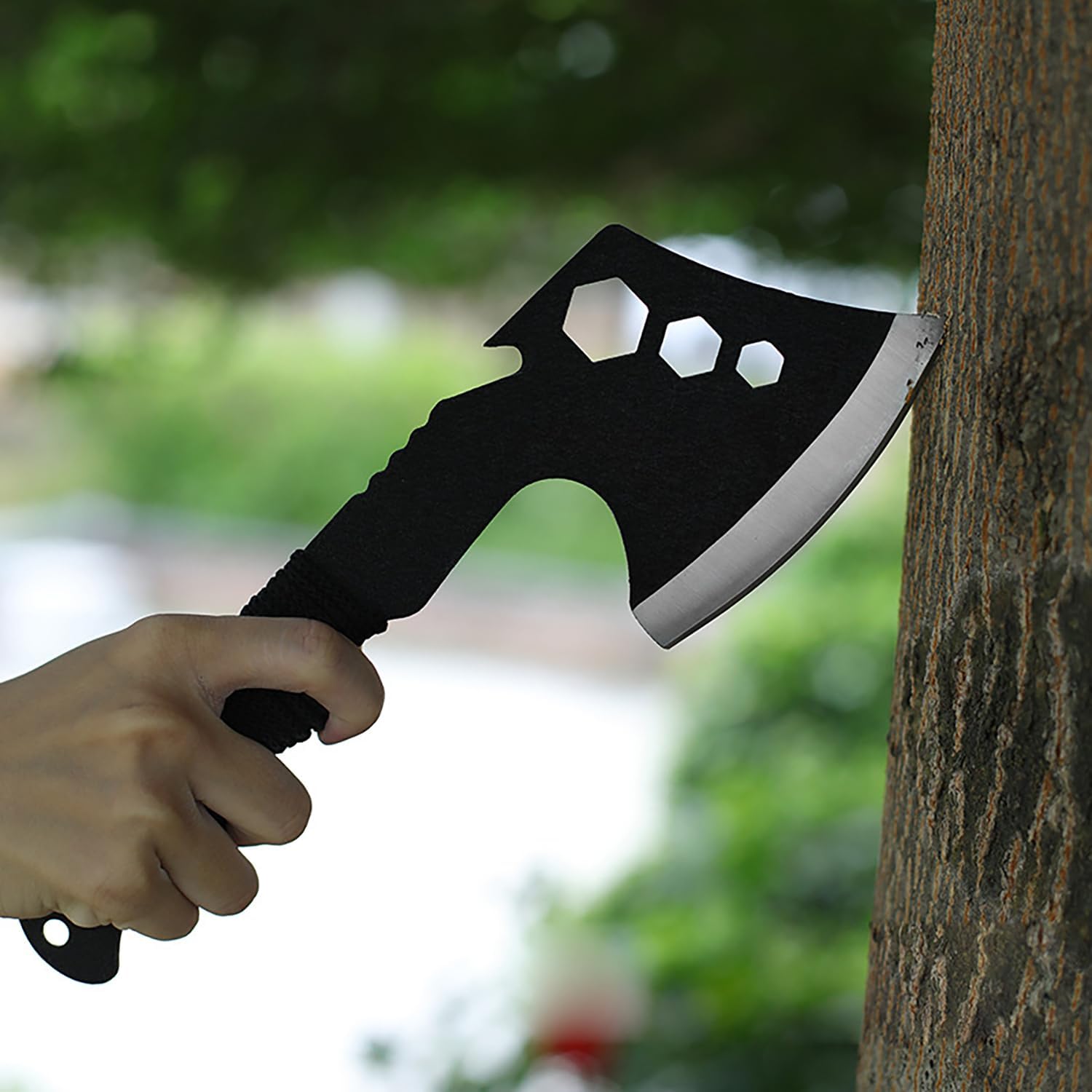 Lightweight Tactical Hatchets Small Camping Backpacking Axe with Nylon Fiber Handle for Bushcraft Outdoor Survival Hiking with 3 Hex Wrenches and Bottle Opener
