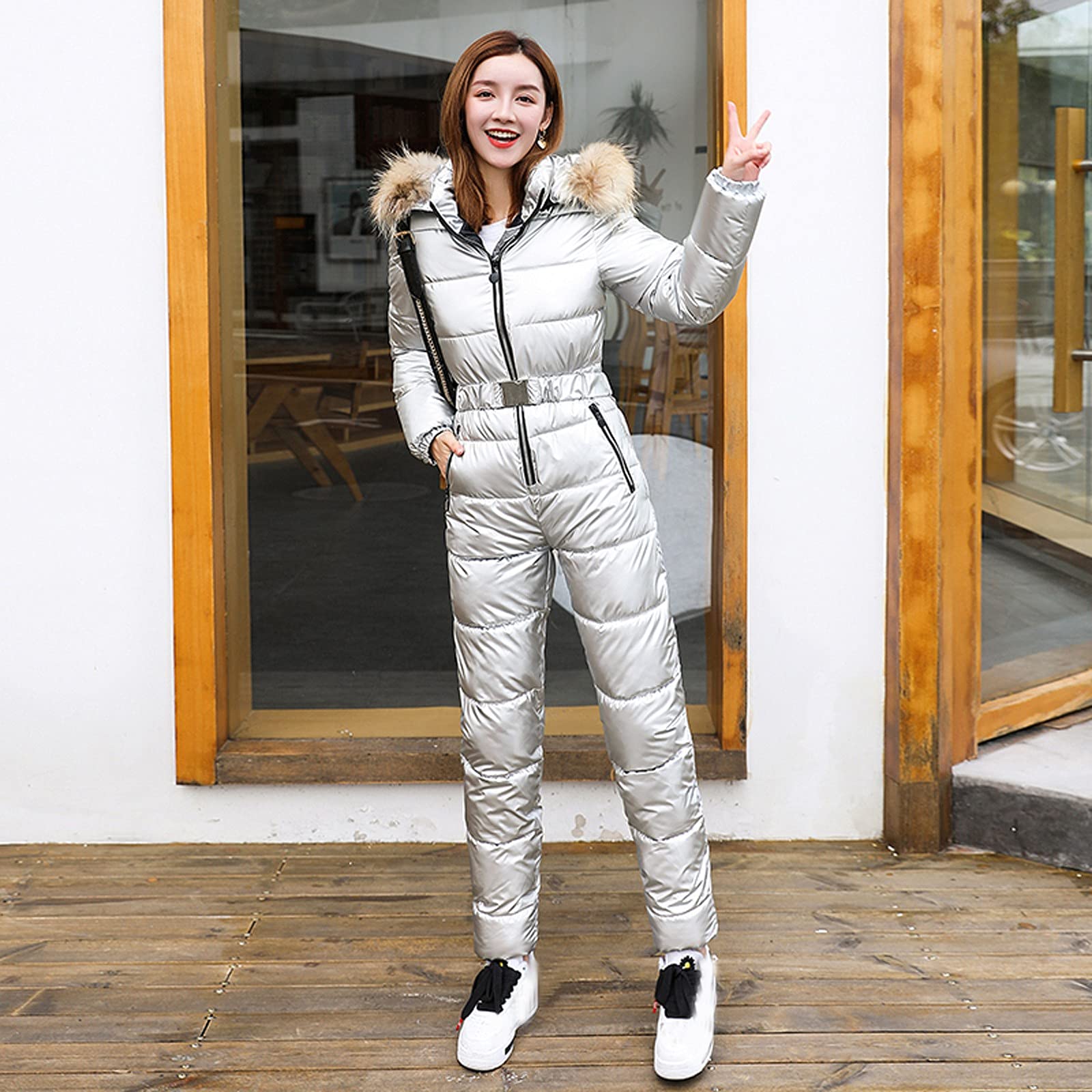 Sunnyuk Tuta Neve Donna Tuta Montagna Invernale Completo Curvy Termico Salopette da Neve da Sci Impermeabili Intera Elegante da Snowboard
