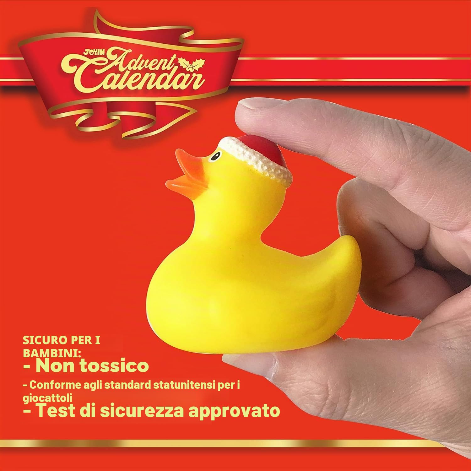 LATERN Calendario Dell'avvento 2025, Conto alla Rovescia di Natale di 24 Giorni con 24 Papere di Gomma Divertenti Giocattoli da Bagno Duckie per Giocattoli per Bambini Favore del Partito Decorazione
