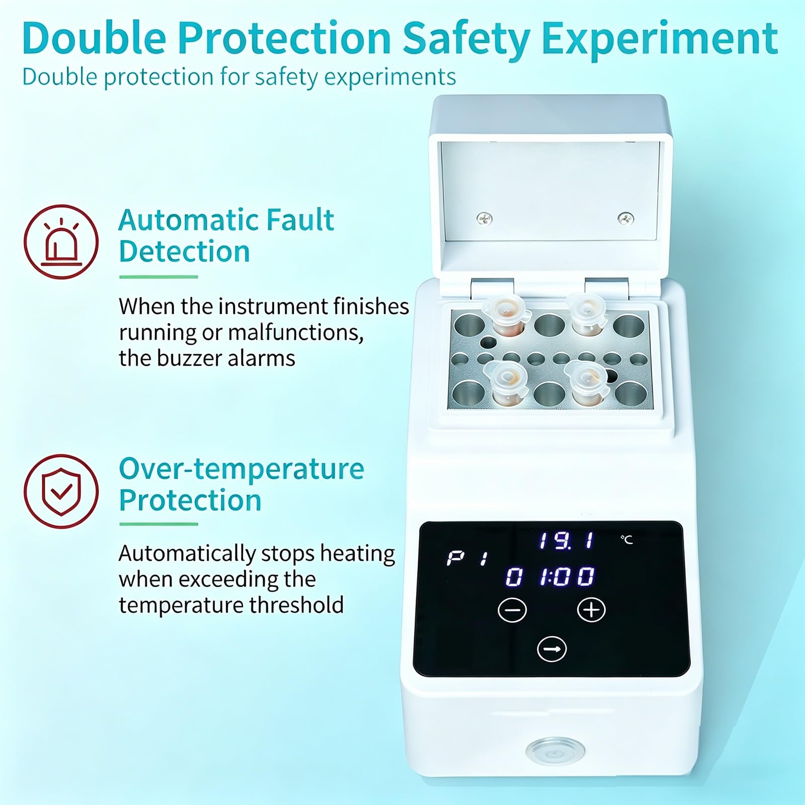 Incubadora de calentador de laboratorio, mini control de temperatura de modo dual con memoria de 9 programas y pantalla LCD para aplicaciones de investigación
