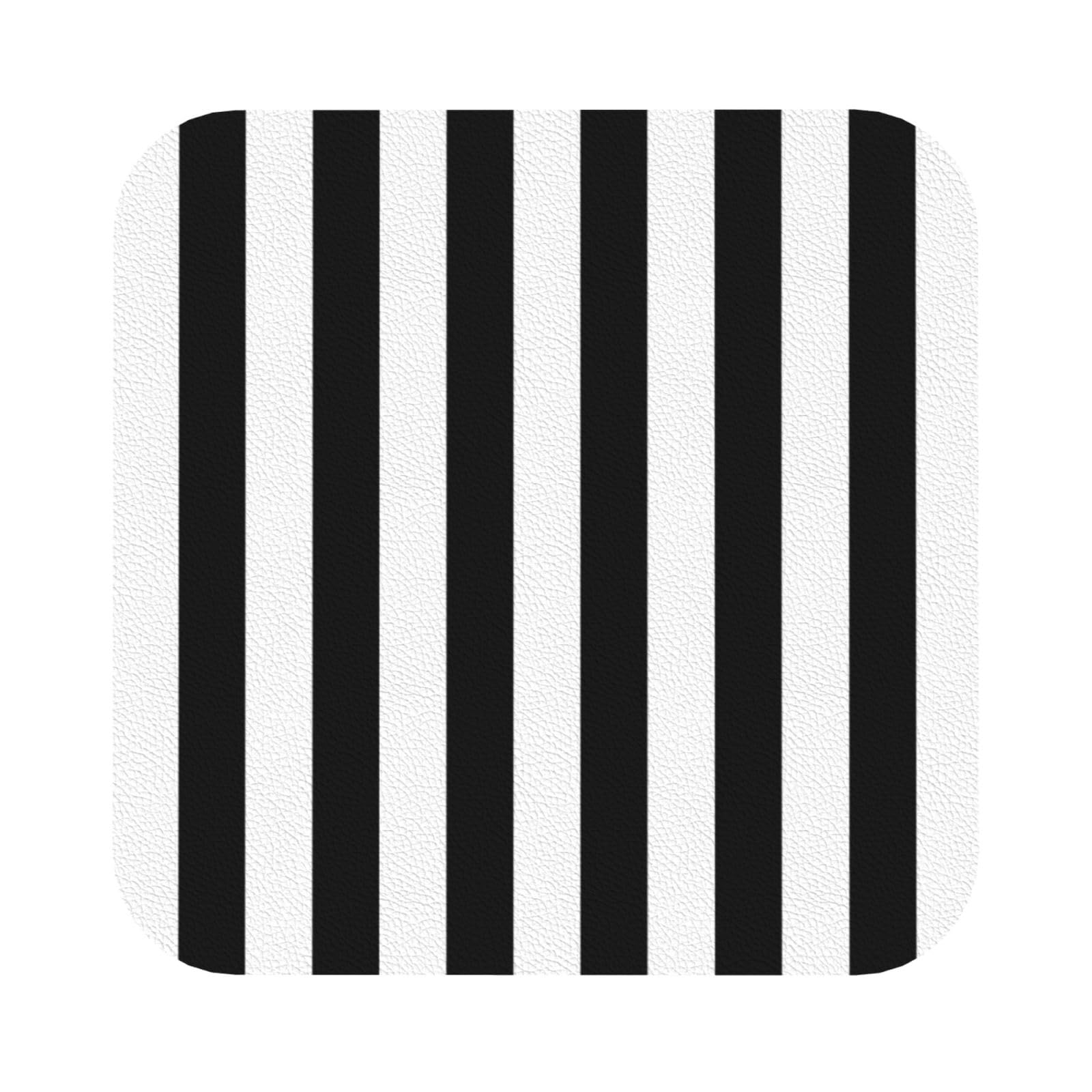 Black and-White Stripes PU Leather Coasters Set of 6 Square Drink Coasters