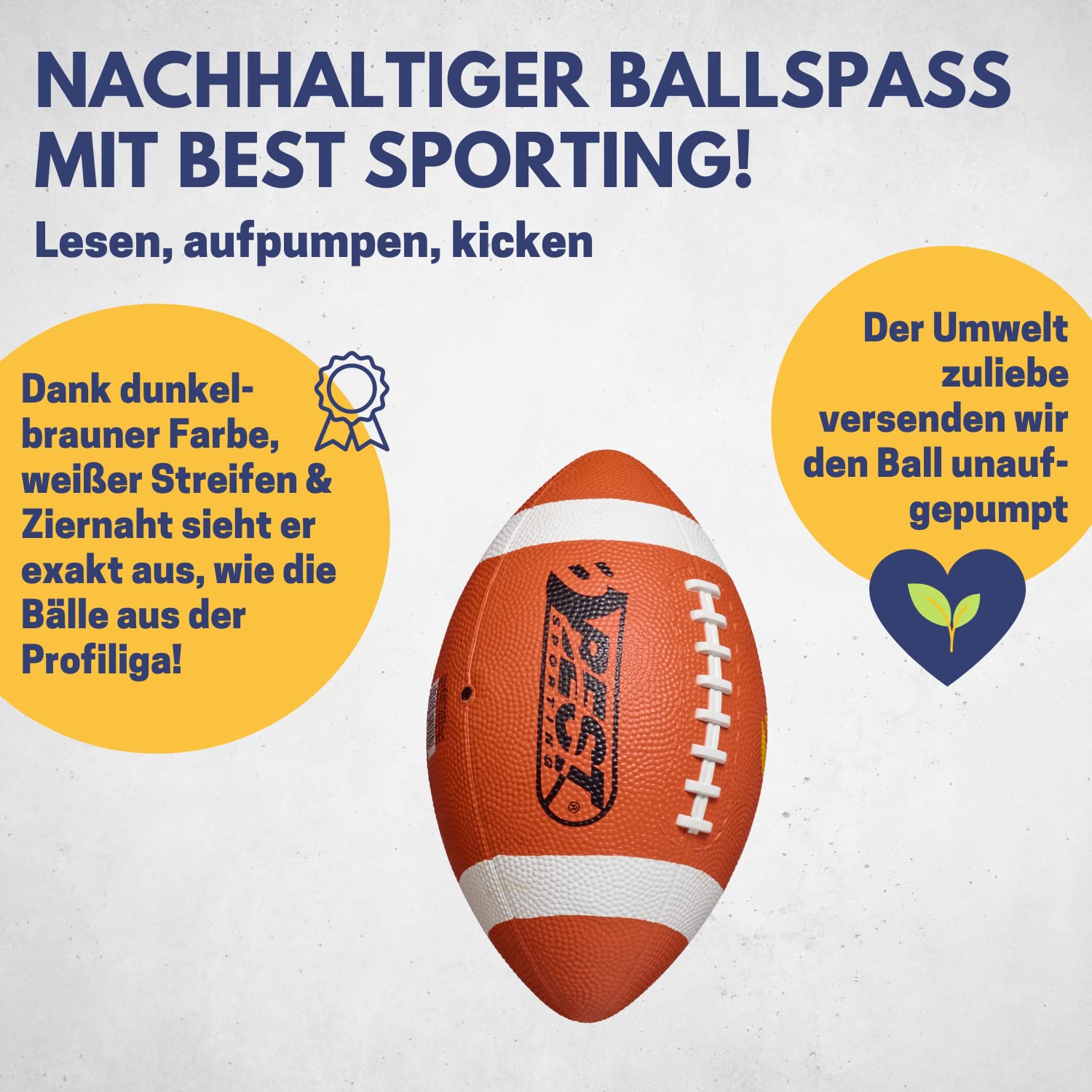 Best Sport-Pallone da Football americano, colore: marrone/bianco