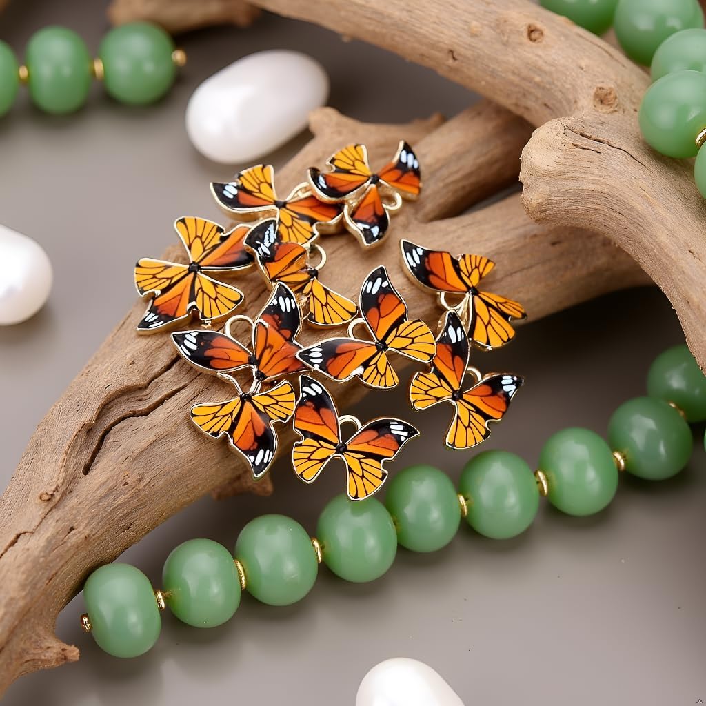 Butterfly Charms, 10Pcs Colorful Butterfly Charms Pendant Enamel Metal Small Necklace Bracelet For DIY Jewelry Making Accessories, for Jewelry Making, 21x15mm, Orange - Image 9