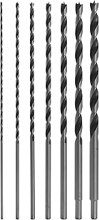 Fulton 12 Inch Extra Long Drill Bits for Wood, 7 Brad Point Drill Bits (1/8"-1/2"), Ideal for Wood, PVC, Resin, Composite, MDF and Drywall (Sheet Rock) Materials