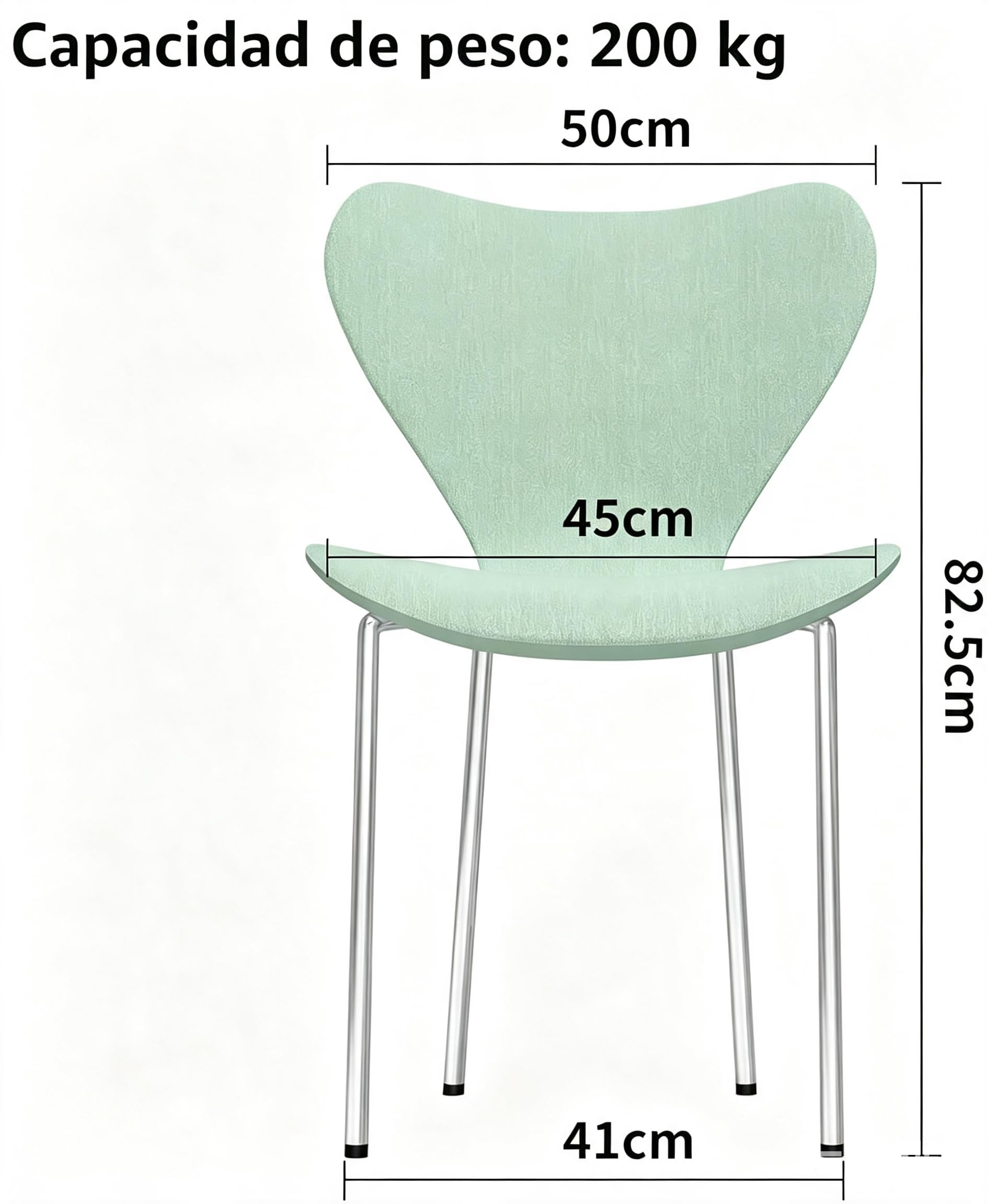 Juego de 4 Sillas de Comedor de Polipropileno - Sillas de Plástico Para Salón y Comedor - Verde Claro