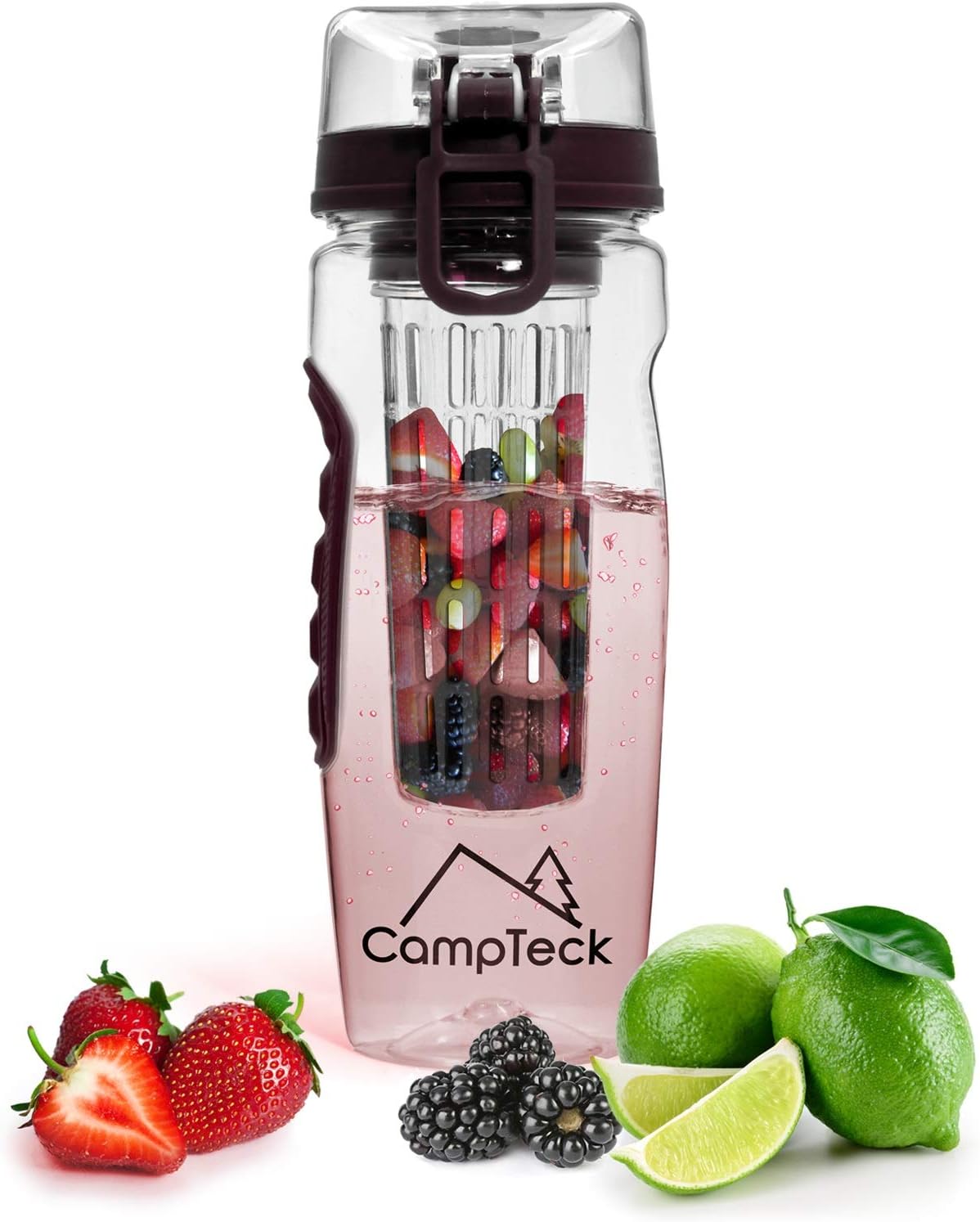 1 Litre 1000ml Fruit Infuser Water Bottle (BPA Free Tritan Plastic) with Leak Proof Lid + Lock & Carry Handle