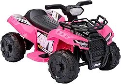Bang Toys - Quadriciclo Elétrico Infantil Astro 6V - com Luzes de LED, Sons, Entrada USB/MP3, Acelerador no Pedal - Suporta até 30kg - Cor Rosa