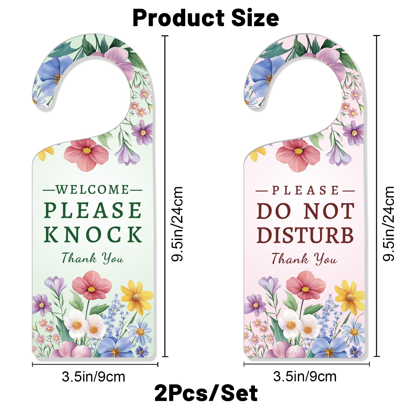 CHGCRAFT Do Not Disturb Sign Door Hanger Sign 2 Pack Flower Leaf Printed Please Do Not Disturb and Welcome Please Knock Door Hangings Sign Acrylic Engraved Door Sign for work Office Conference Room - Image 2