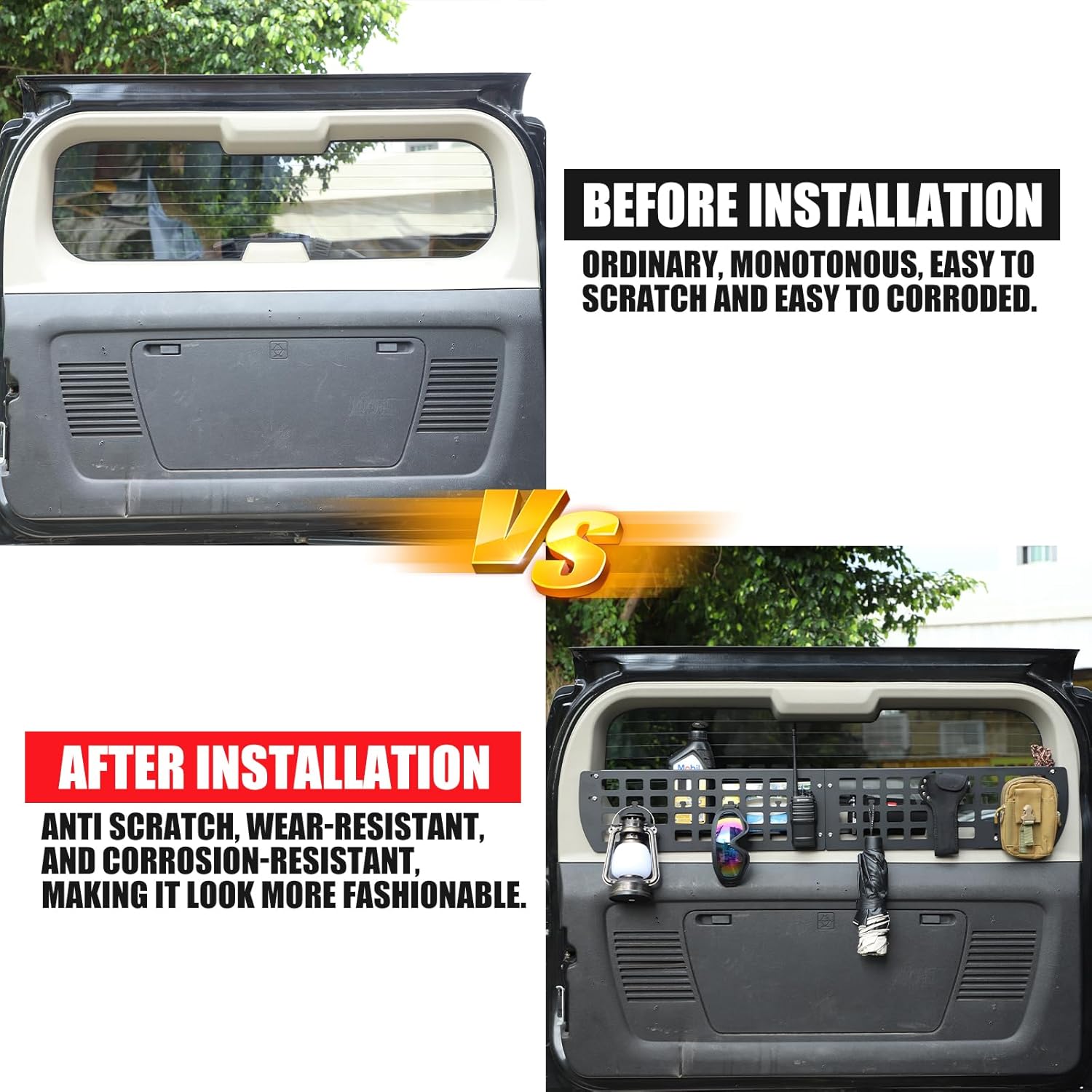 PIUGILH Tailgate Window Storage Molle Panel Compatible with Hummer H3 2005-2009 Tailgate Window Cargo Bracket Panel Rack Protective Decoration