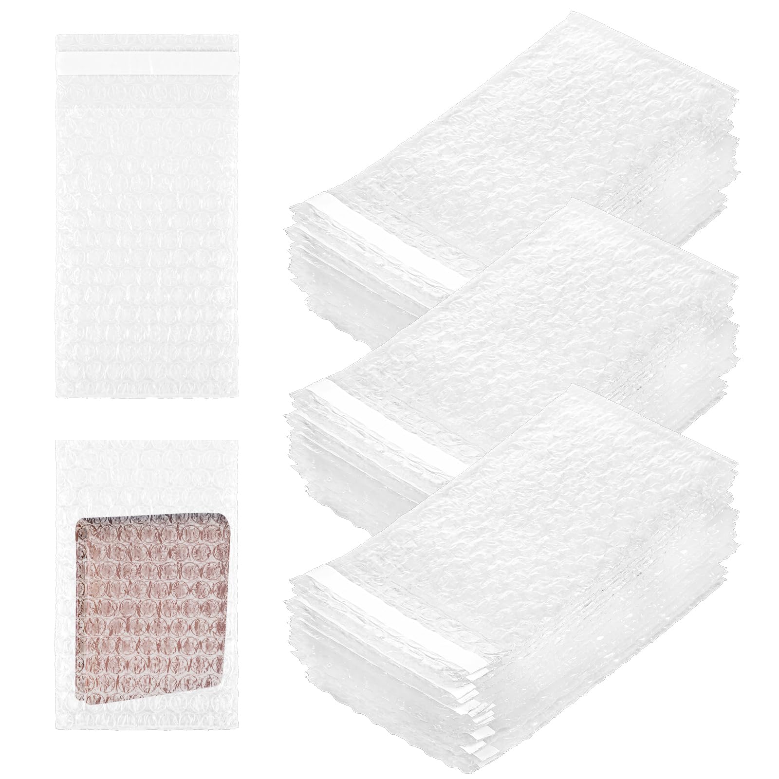 Photo 1 of 300Pcs Bubble Wrap Bags for Packing, 3.15 x 4 Inch Double Wall Plastic Bubble Wrap Sleeves Clear Self Sealing Bubbles Shipping Bags for Small Business Moving Shipping Packaging Storage