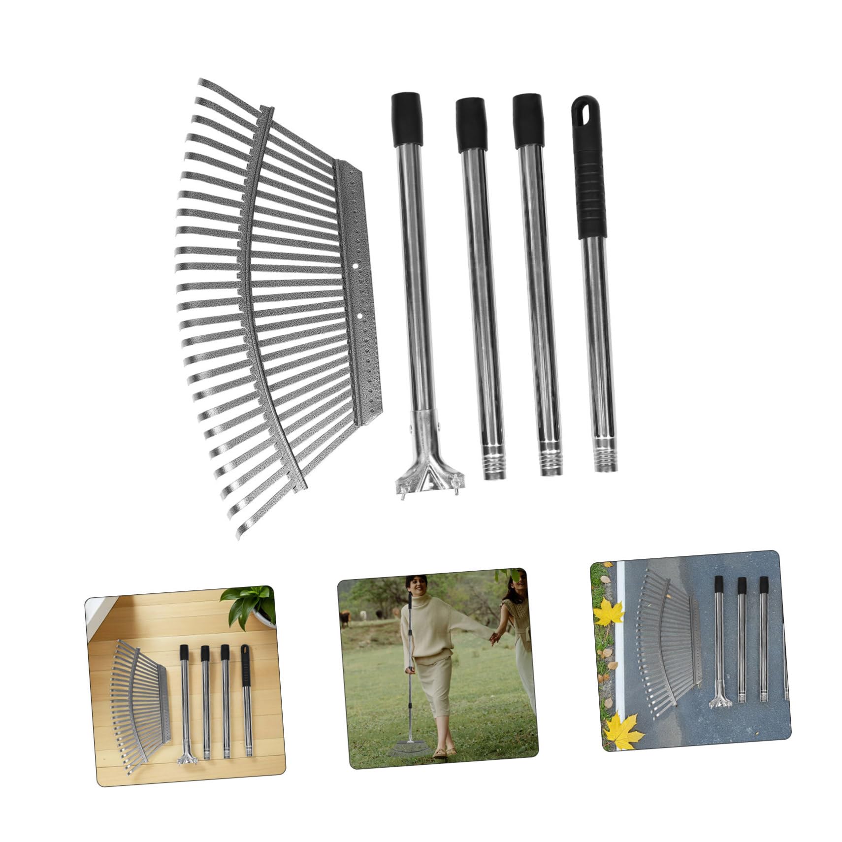 Gartenrechen mit 25 Zinken aus Edelstahl , Verstellbar