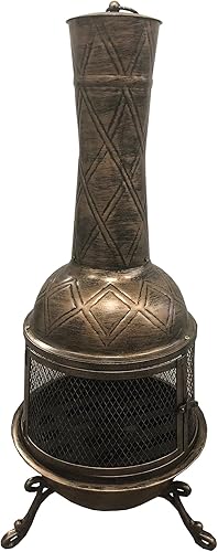 Oakland Living Chimenea de diamante de hierro forjado con acabado de bronce Corporation