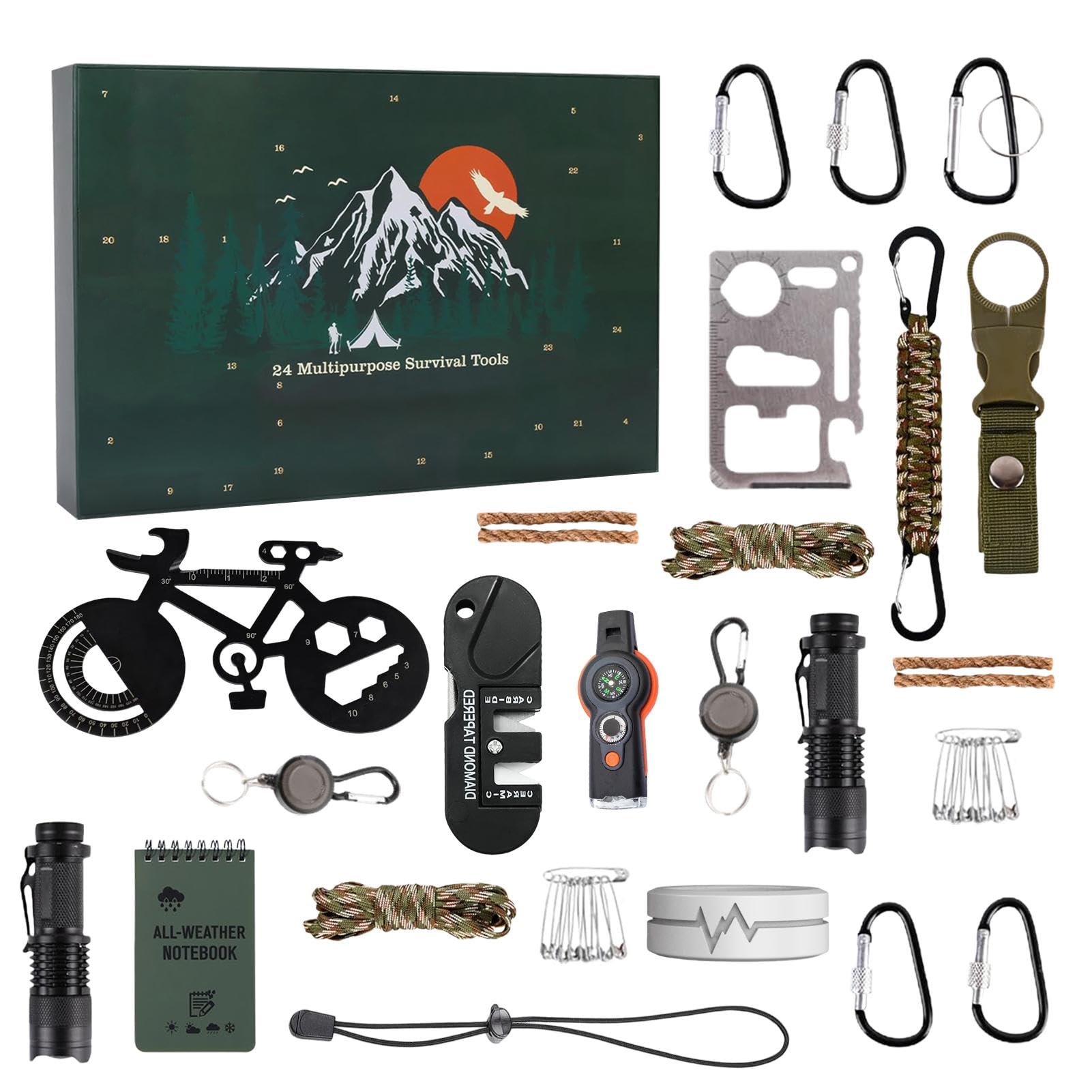 Adventskalender-Überlebensset Für Männer: 24 Tools Für Outdoor-Abenteuer