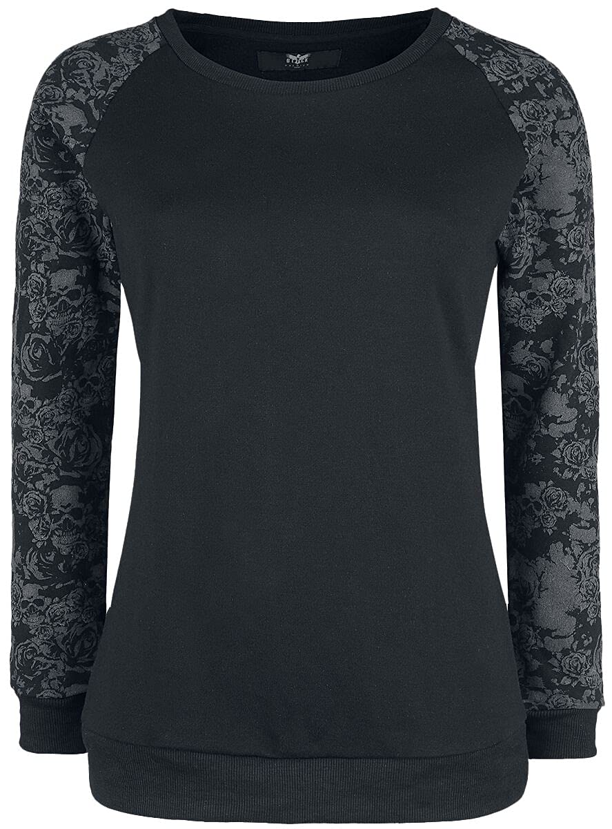 Black Premium by EMP Damen schwarzes Langarmshirt mit abgesetzten Ärmeln