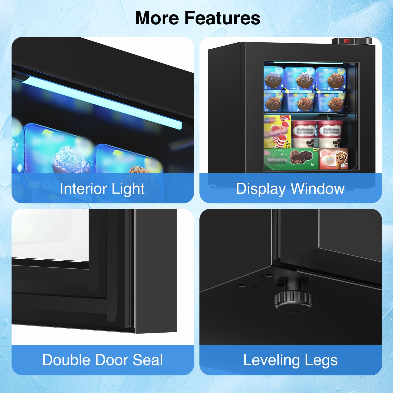 Electactic Mini Upright Freezer, 1.2 Cu.ft Compact Freezer with Glass Door Display, 7 Adjustable Temperature Settings (-10°F to -18°F), Quiet & Energy-Efficient, Black on Fridge.com