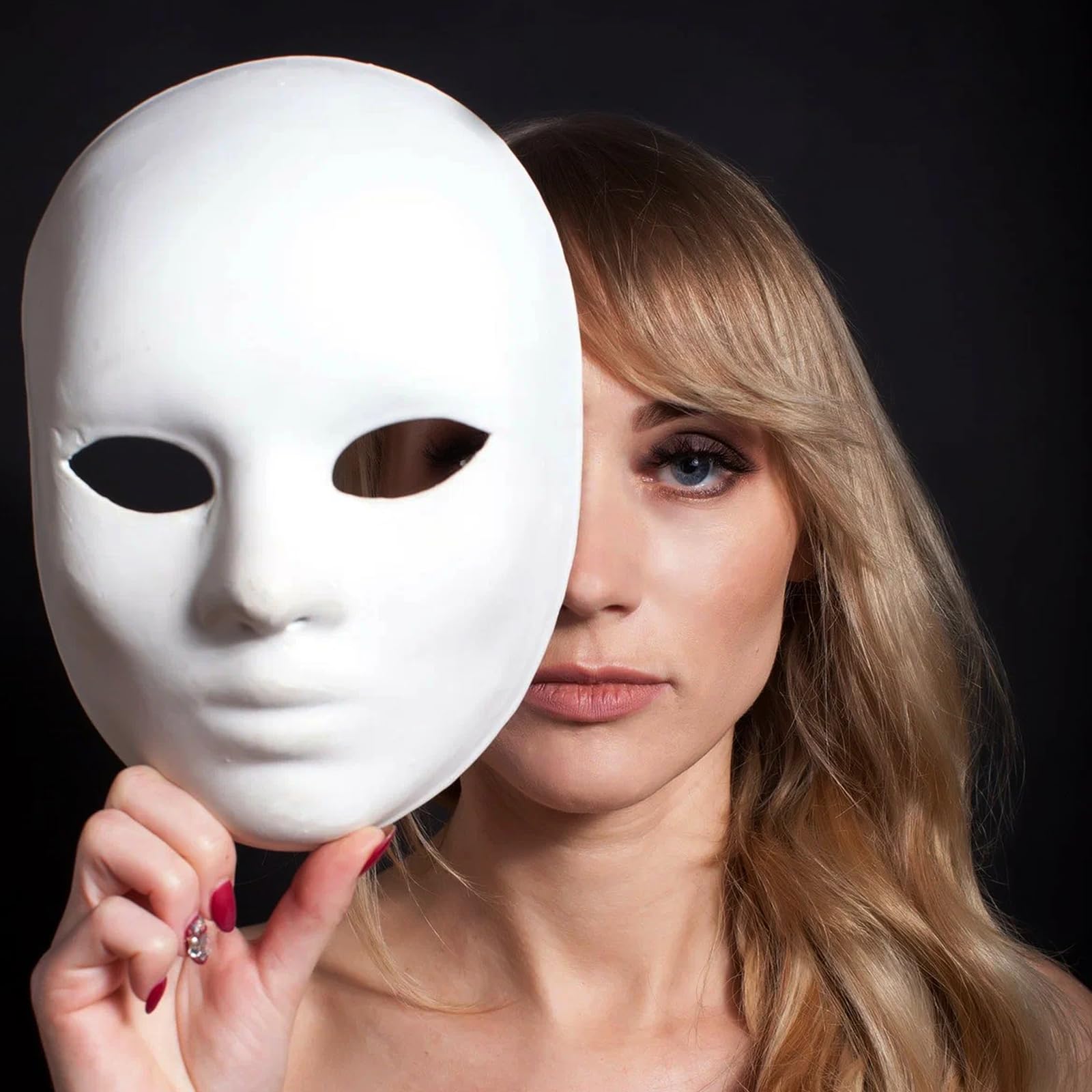20 Maschere di Carta Bianca Fai da Te - 10 da Uomo e 10 da Donna in Polpa, Verniciabili per Carnevale, Cosplay, Halloween, Costumi