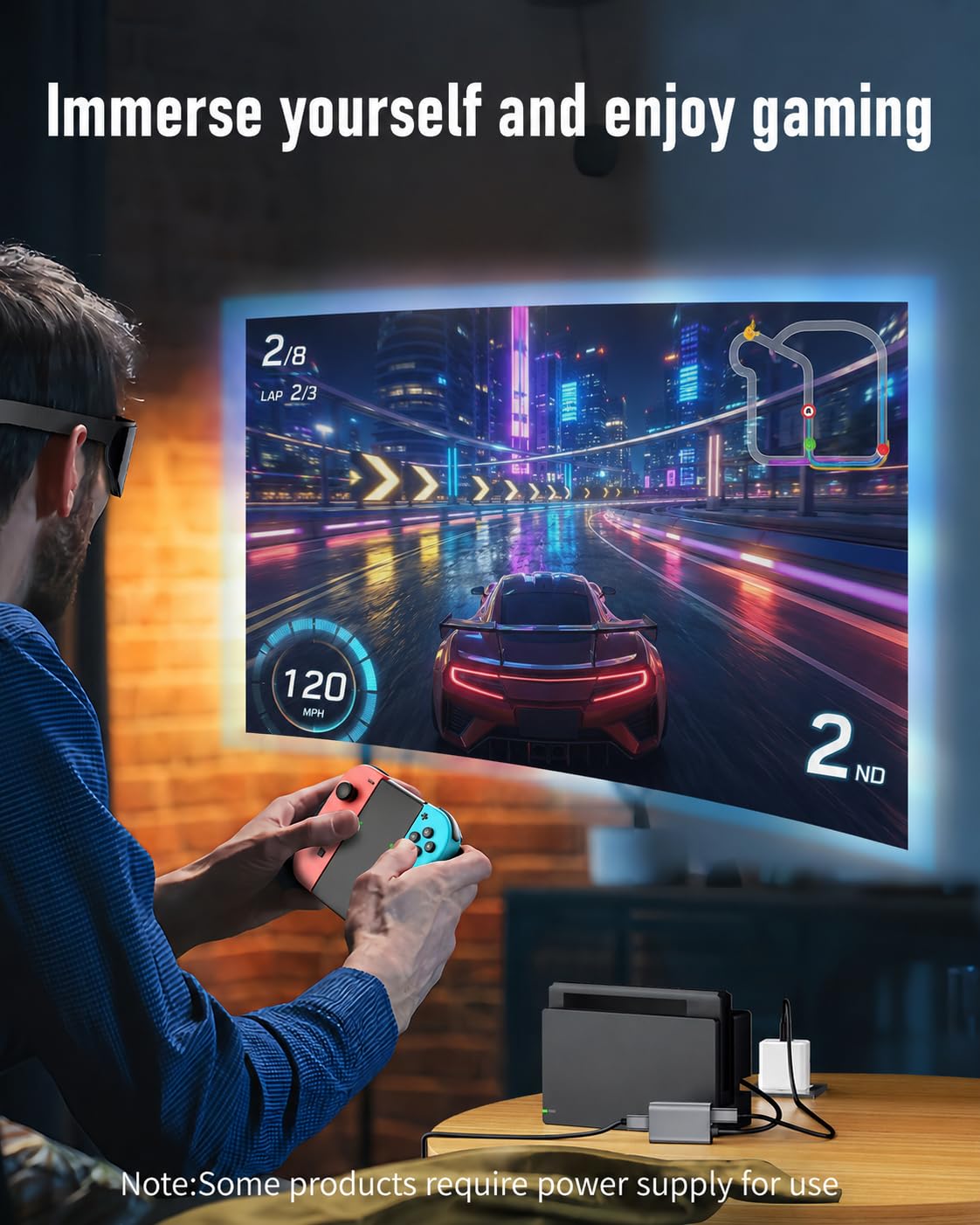 Lemorele Adapter HDMI na USB-C do okularów AR: Nreal Air, Rokid Air, RayNeo, GRAWOOW, Switch Base, Steam Deck