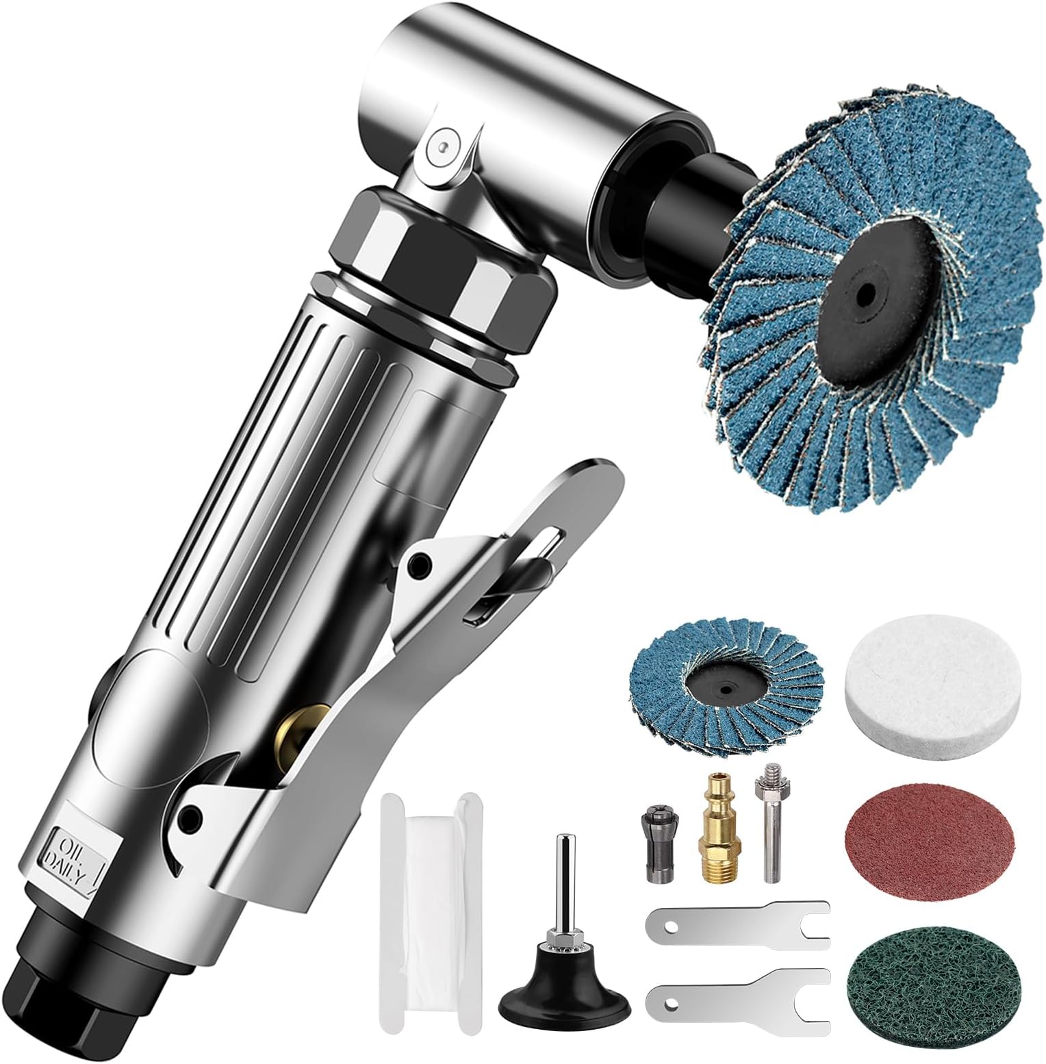 Compressed Air Angle Die Grinder 1/4" 90 Degree Mini Sander Grinder Polisher Tool for Contour Grinding,Polishing, Milling