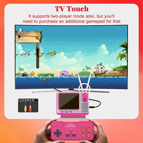Miniatura 3 de EASEGMER Consola de juegos de mano retro con 168 juegos clásicos, estilo mini TV, pantalla de 3.0 pulgadas, salida AV, soporte para 2 jugadores,