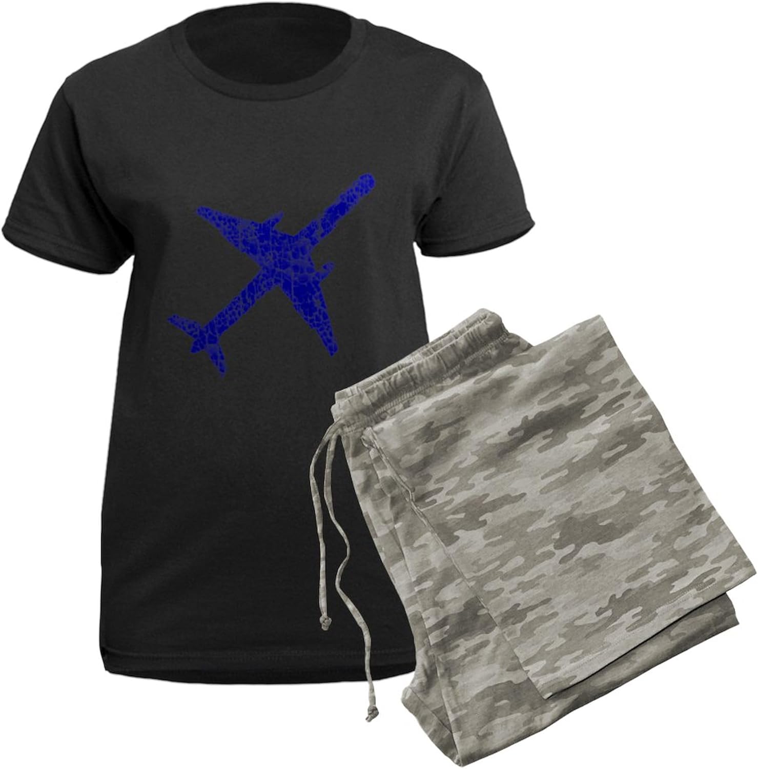 CafePress Plane Distressed4 Women's Dark Pajamas Womens Novelty PJ Sleepwear