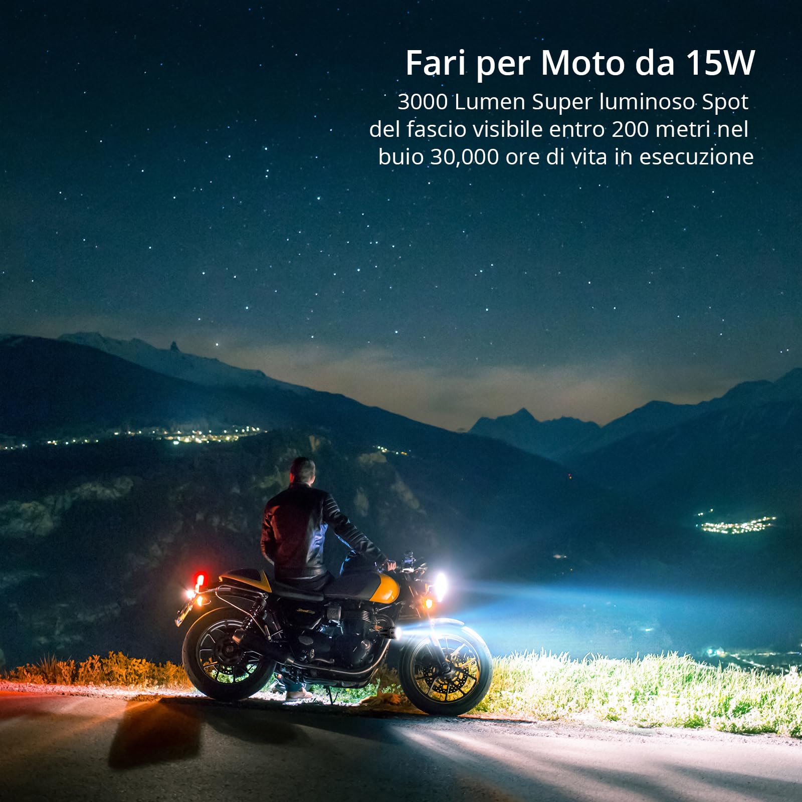 PROZOR 2 * U5 Faro Moto 15W 3000LM 2PZ Luci Anteriori per Moto Impermeabile Spotlight Faro per Motocicletta con Interruttore ON/OFF Lampada Antinebbia per Veicoli a 12/24V Come Motocicli Biciclette