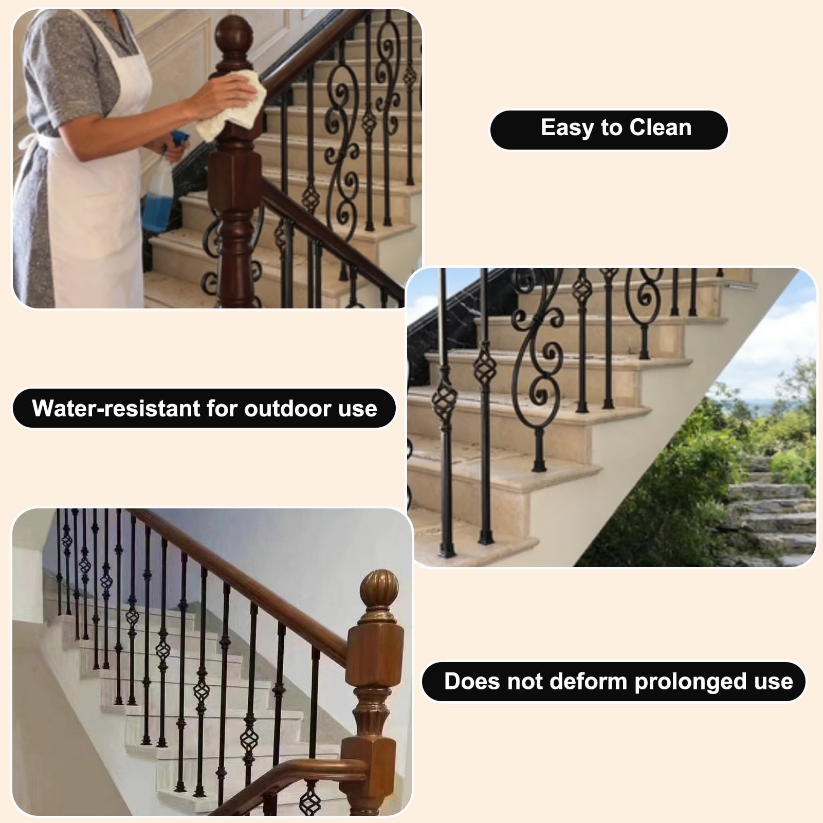 Zestaw 9 pustych tralek z kutego żelaza - 95 cm dekoracyjne metalowe wrzeciona do balustrady balkonowej i ogrodzenia werandy - trwałe, eleganckie wzornictwo do ulepszenia domu