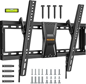 Perlegear TV Wall Bracket for Most 37–82 inch LCD LED 3D Plasma TVs up to 60kg, Slim Tilt TV Bracket for Flat or Curved TV…