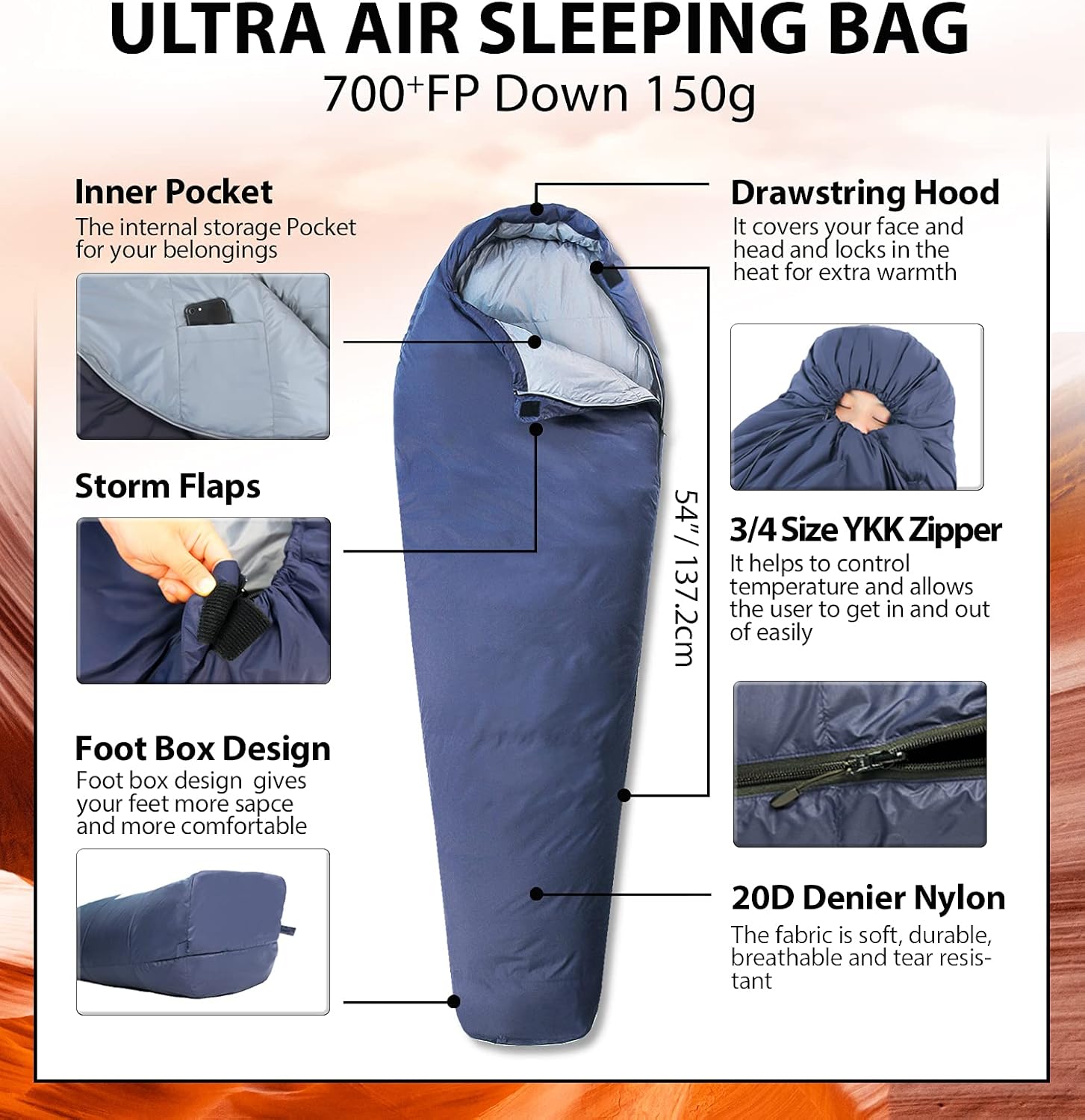 Litume 1.1 lbs 700 Fill Power Down Ultra Air Mummy Sleeping Bag : Sports & Outdoors