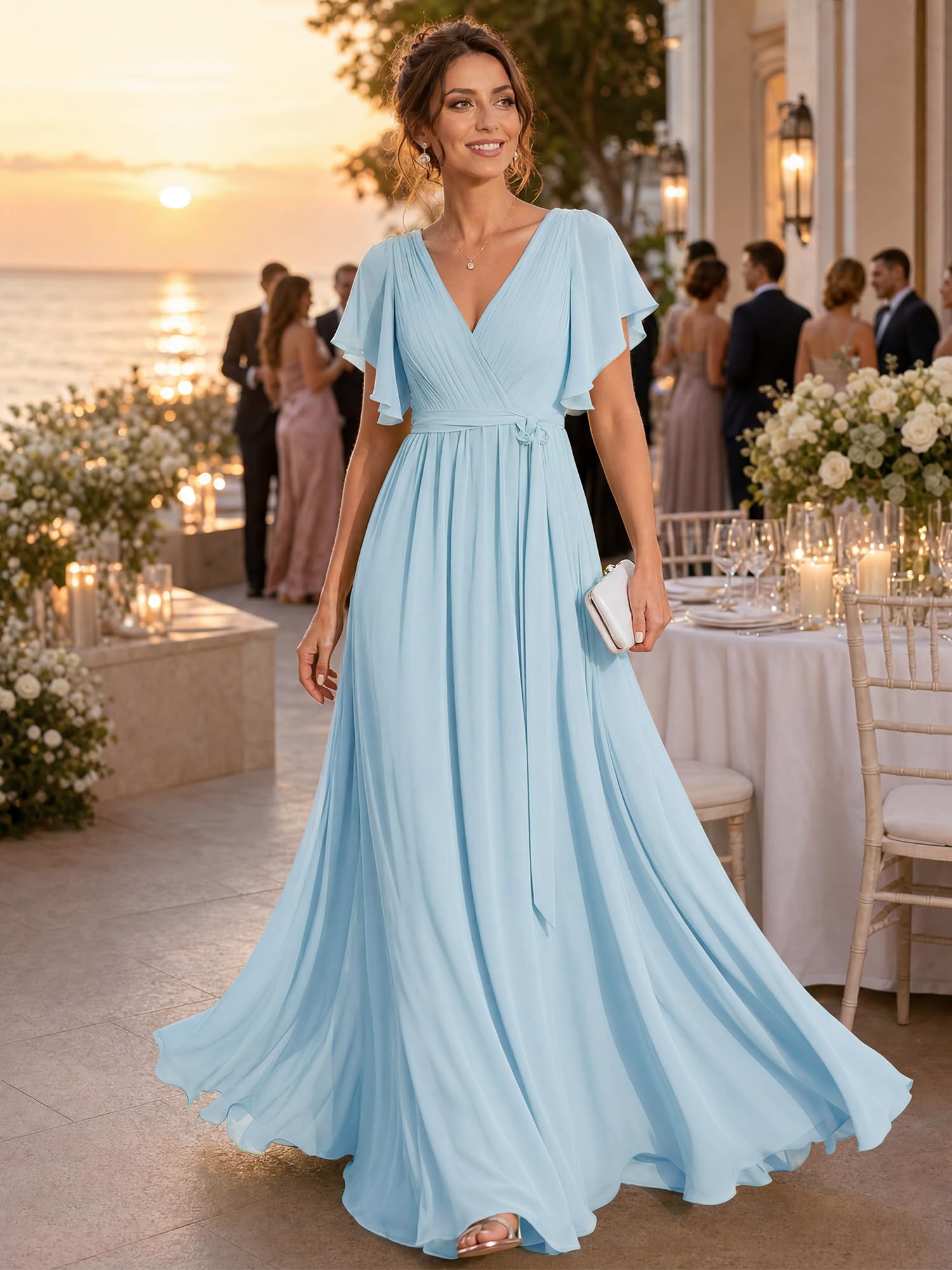 amazon light blue bridesmaid dress Ever-Pretty: Sky Color:M-Jade Above the knee YGroup_ruana-maxi dress for sea Glass