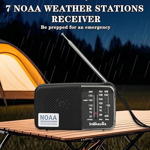 Miniatura 2 de AM FM NOAA Radio meteorológica de emergencia, radios portátiles am fm para regalo en el hogar al aire libre (negro)