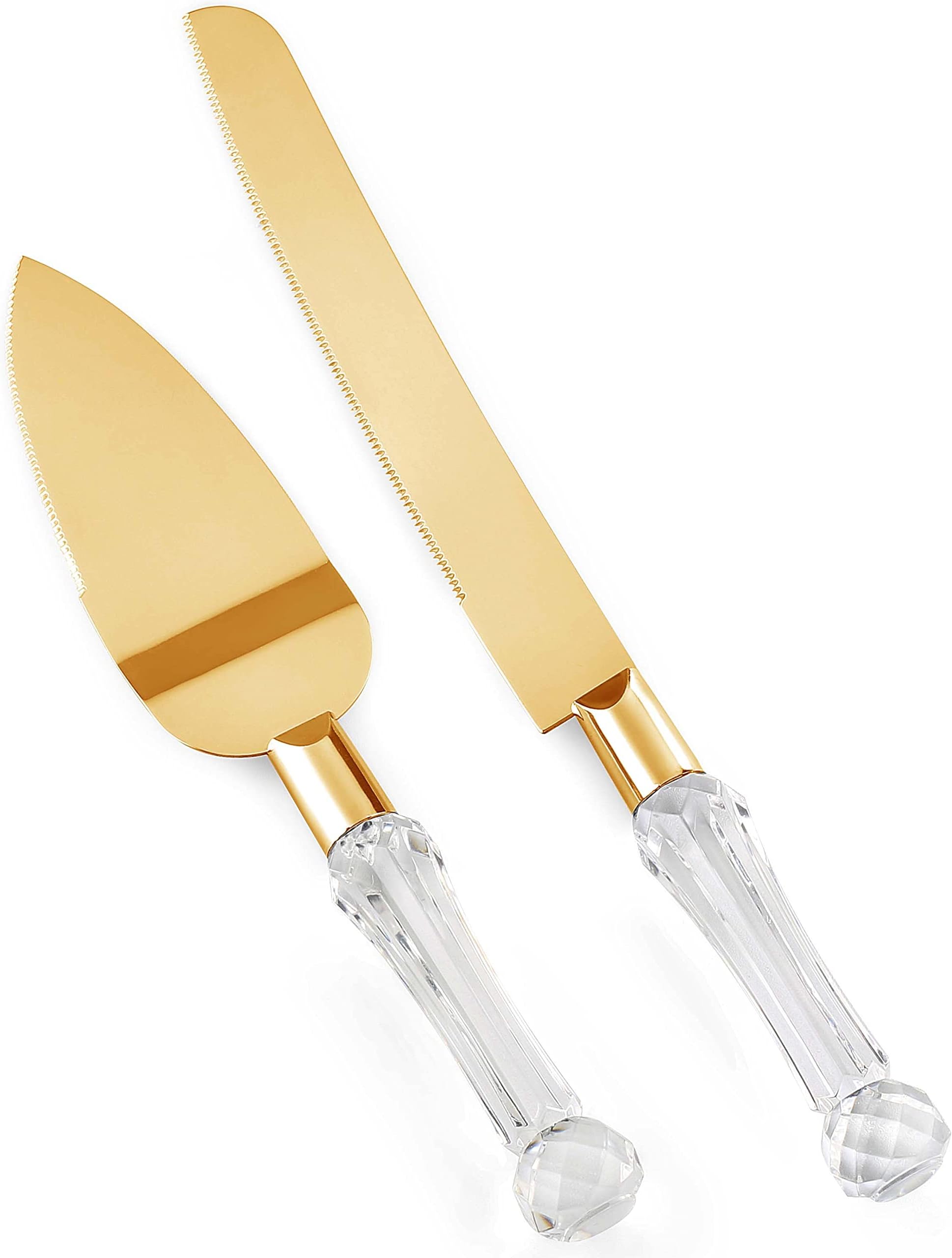 LUSHIG Cake Knife and Server Set Acrylic Faux Crystal