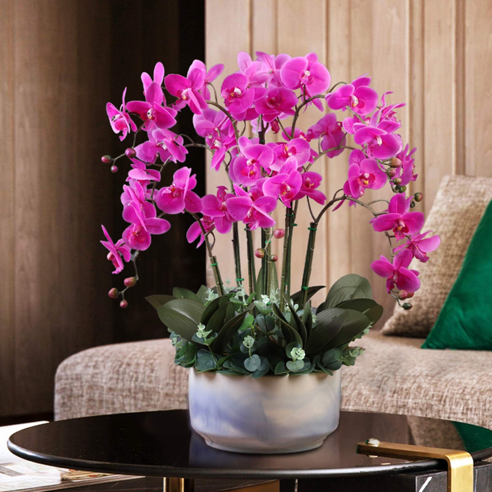 Sztuczne kwiaty, orchidee, kompozycje kwiatowe - Real Touch, jedwabne kwiaty, sztuczne storczyki motylkowe, wysokość, sztuczne kwiaty Phalaenopsis, Bonsai do domu/biura/salonu/imprezy, sztuczne