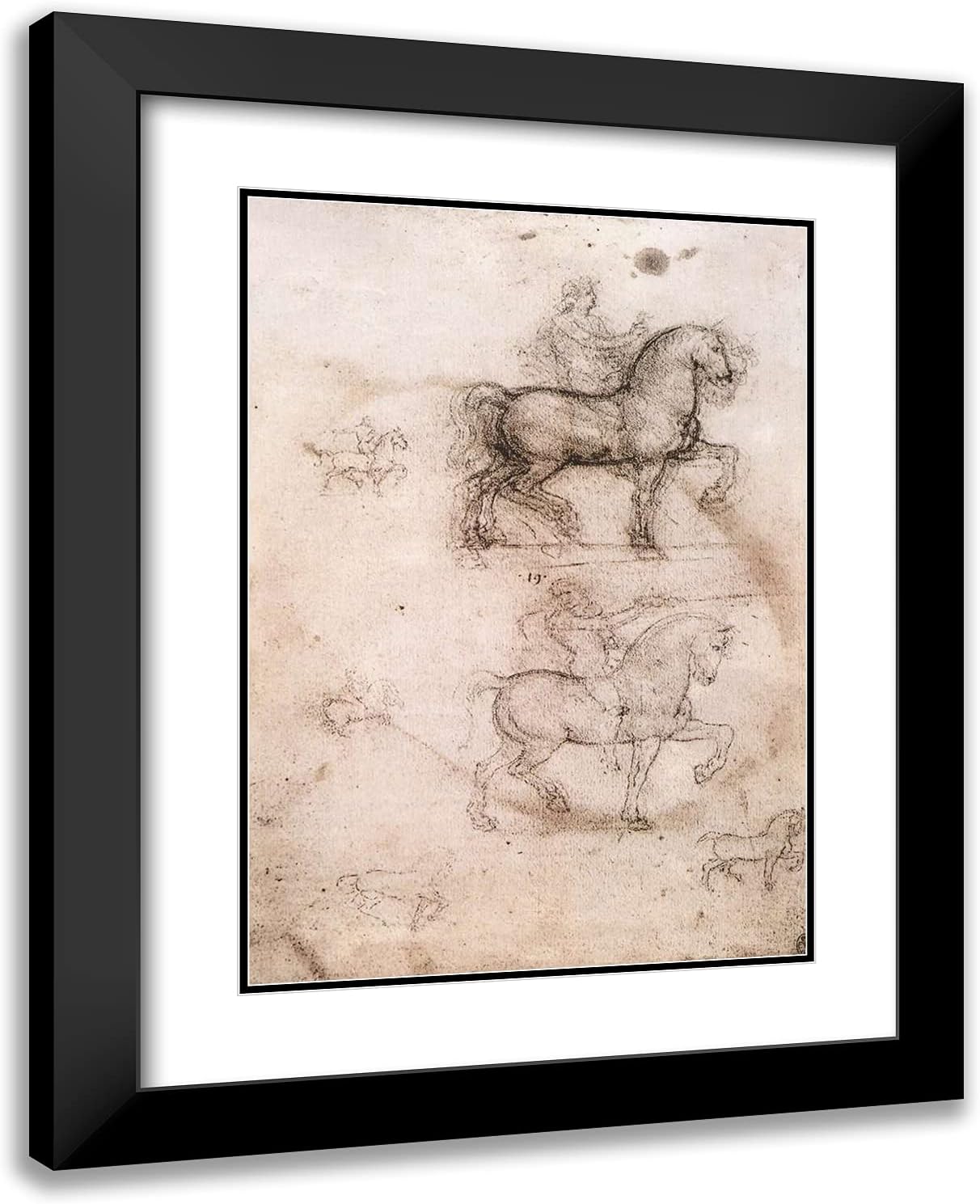 ArtDirect Da Vinci, Leonardo 19x24 Gold Ornate Framed Art Print with Double Matting Titled: Equestrian Monument