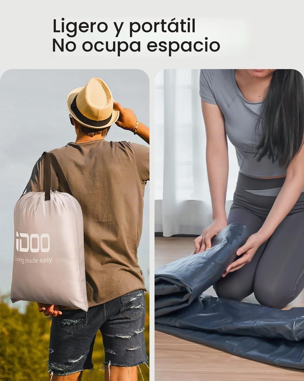 iDOO Colchón Hinchable, Cama Hinchable con Bomba de inflado incorporada.Rápido inflado y desinflado en Tan Solo 3 Minutos,para el hogar, 137x193x46cm, Peso máximo:295kg, Cama Matrimonial